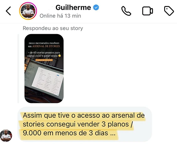 Confira o feedback de nosso aluna