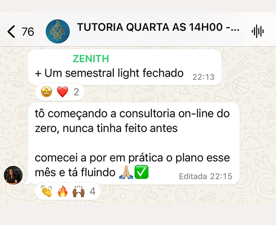 Confira o feedback de nosso aluna