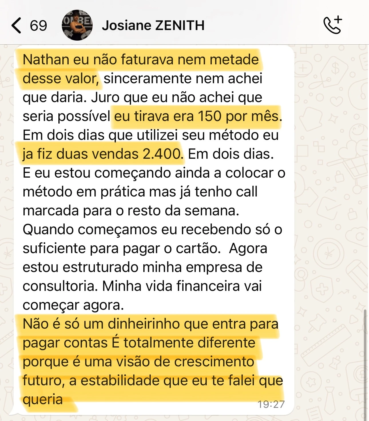 Confira o feedback de nosso aluna