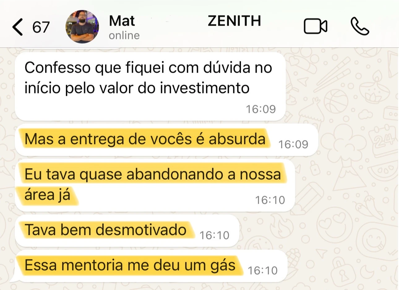 Confira o feedback de nosso aluna