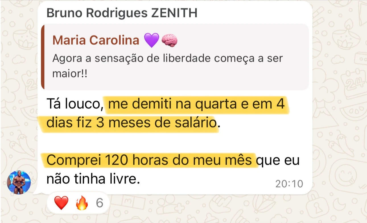 Confira o feedback de nosso aluna