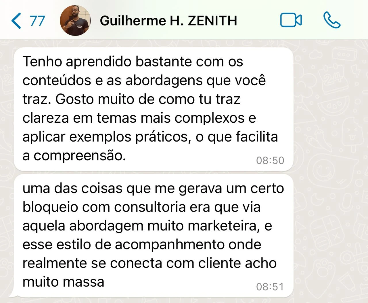 Confira o feedback de nosso aluna