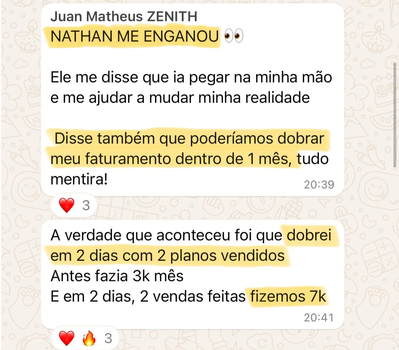 Confira o feedback de nosso aluna