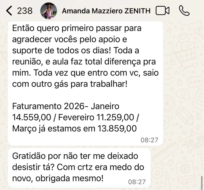 Confira o feedback de nossa aluna