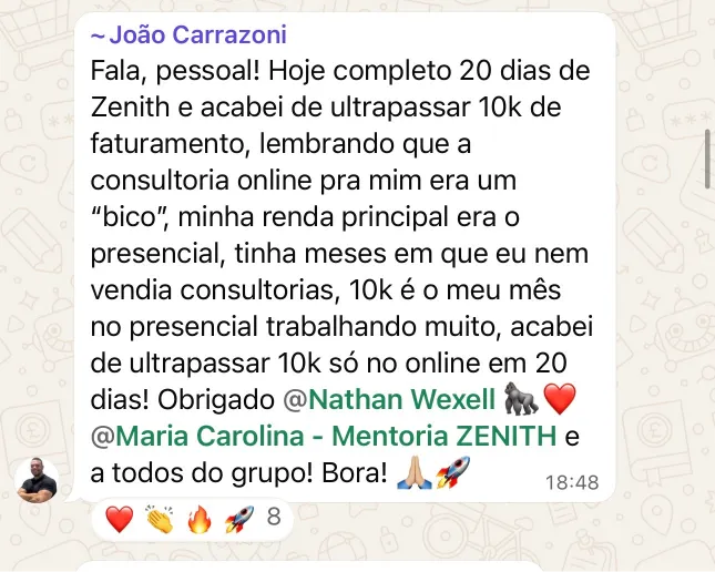 Confira o feedback de nosso aluno