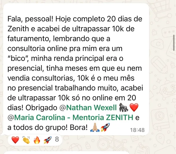Confira o feedback de nossa aluna