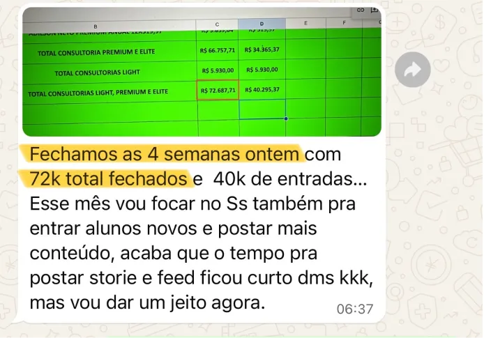 Confira o feedback de nossa aluna
