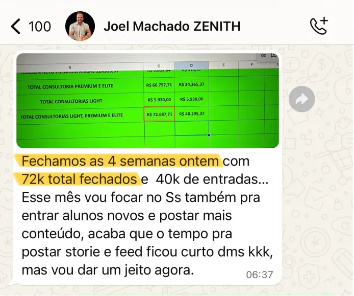 Confira o feedback de nosso aluno